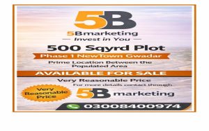 500 Sq Yards Plot for Sale Phase 1 New Town Gwadar