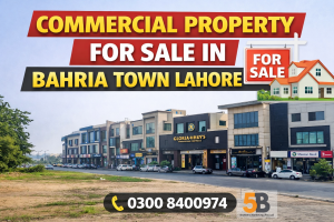 Commercial property for sale in Bahria Town Lahore with modern buildings and business area view.