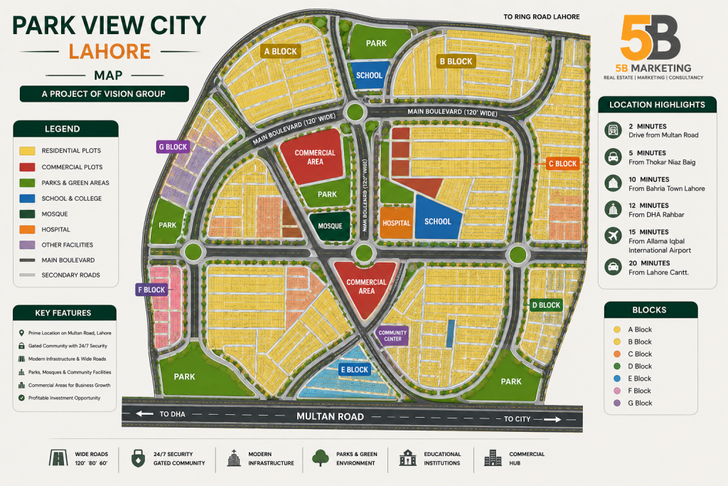 Park View City Lahore Map – Complete Location and Block Details Guide