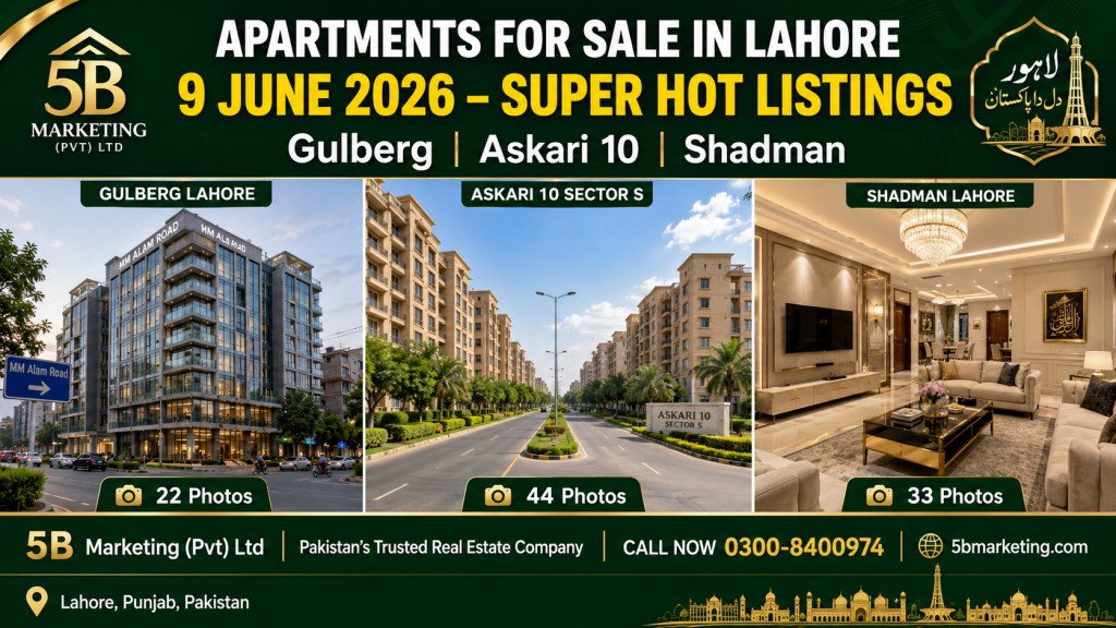Apartments for Sale in Lahore – Gulberg, Askari 10 & Shadman June 2026