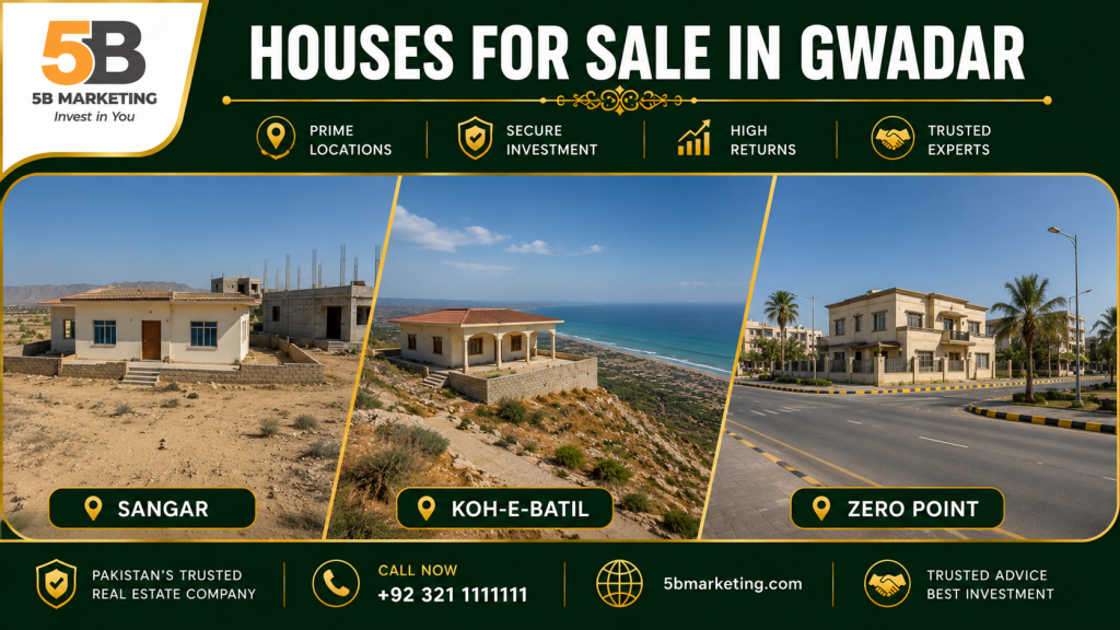 Houses for sale in Gwadar in Sangar, Koh-e-Batil, and Zero Point