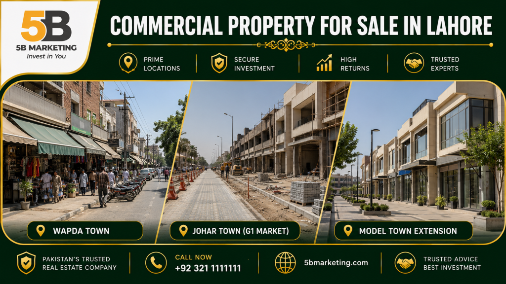 Commercial property for sale in Wapda Town, Johar Town, and Model Town Extension, Lahore