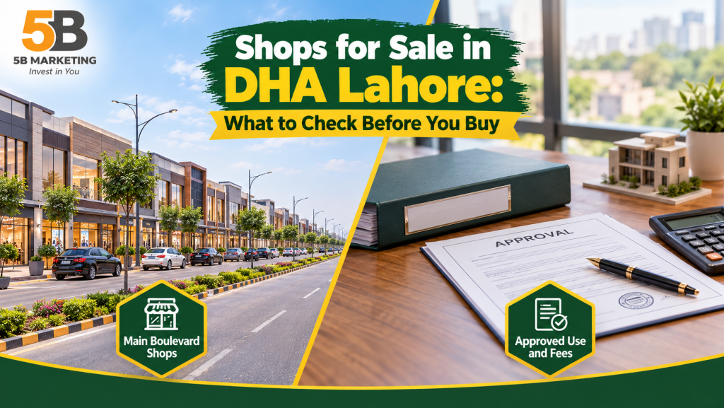 Shops for sale in DHA Lahore with approved use and fee checks